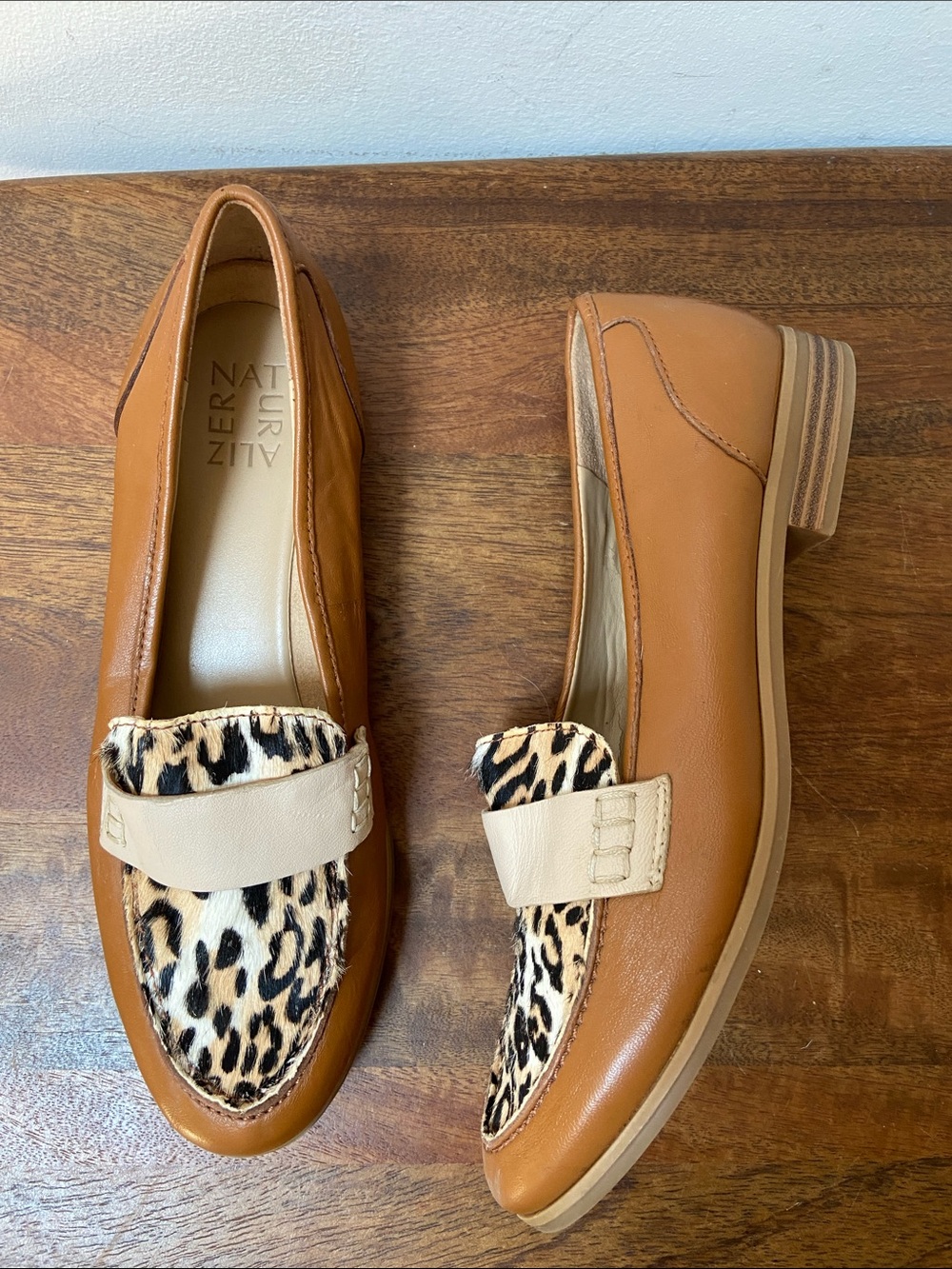 Naturalizer Leopard-Print & Tan Leather Penny Loafers